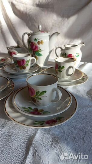 Кофейный сервиз Шиповник Вербилки СССР