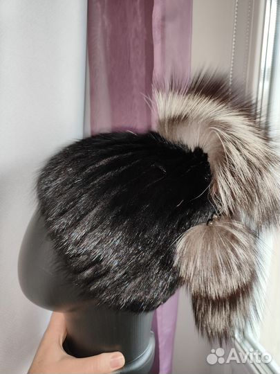 Шапка норковая женская вязаная