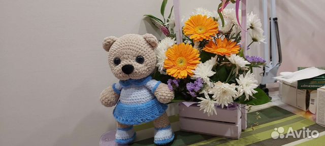 Мишка из плюшевой пряжи