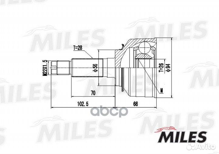 Шарнирный комплект, приводной вал GA20170 Miles
