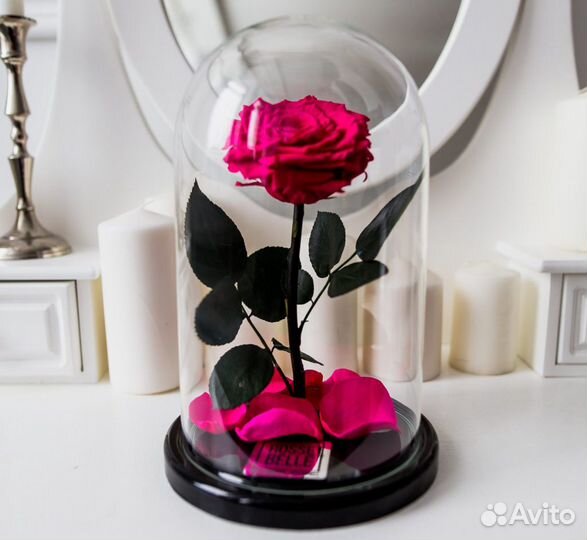 Роза в колбе Фуксия (малиновый) магазин