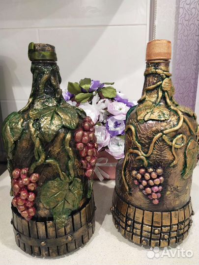 Букеты, оформление бутылок итд