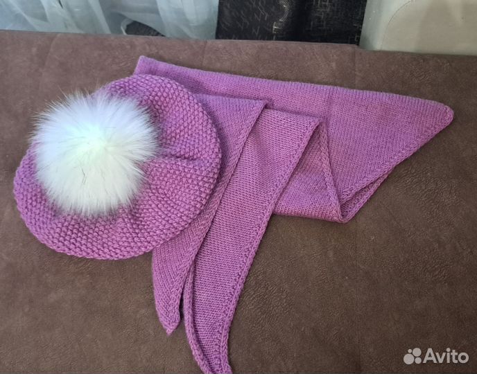 Берет вязаный и бактус