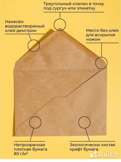 Бумажный конверт С5 крафт