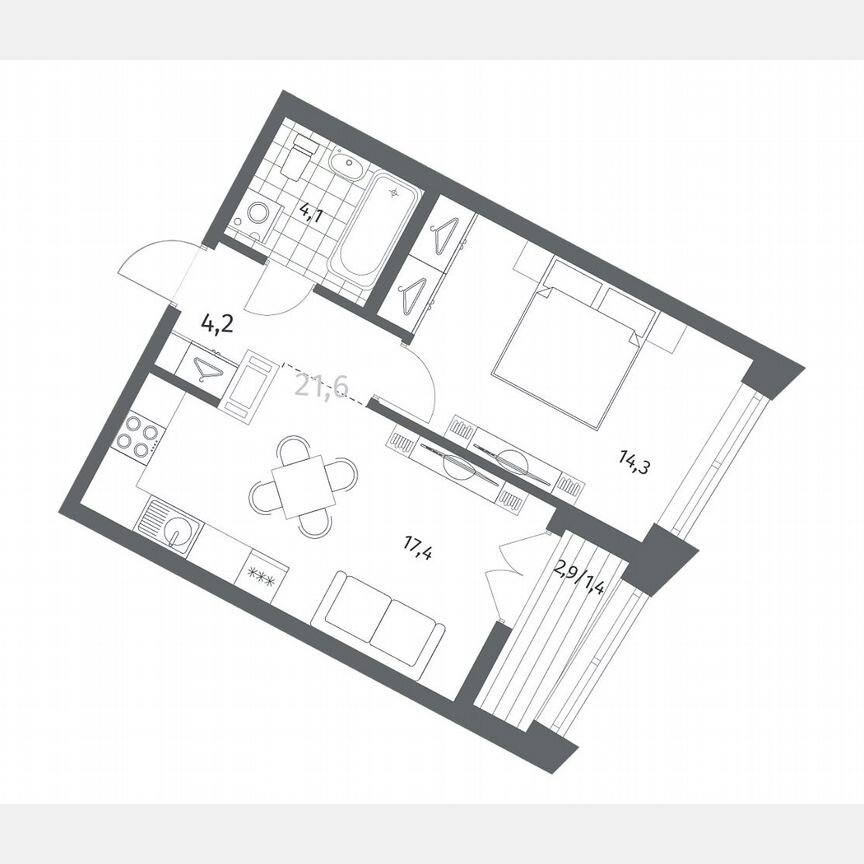 1-к. квартира, 41,5 м², 5/12 эт.