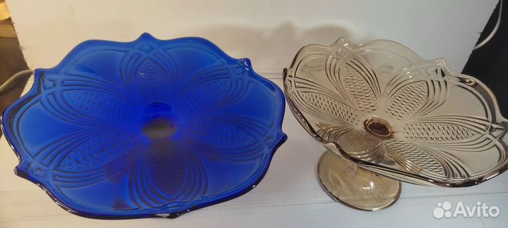 Ваза-фруктовница из цветного стекла. СССР