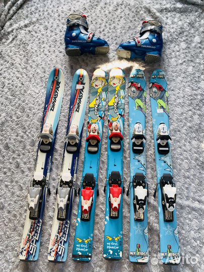 Горные лыжи 93 детские комплект + ботинки