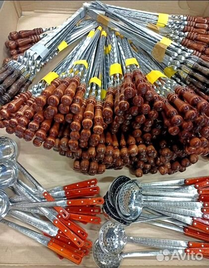 Шампура из нержавейки с деревянной ручкой