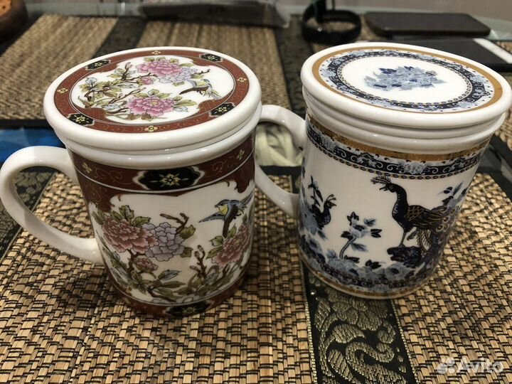 Фарфоровые бокалы (кружка) с крышкой для завариван