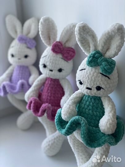 Вязаная Зайка, игрушка ручной работы