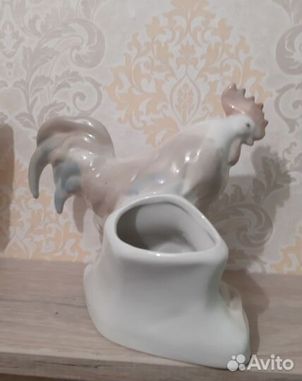 Фарфоровые салфетницы петух и курица, рыбка