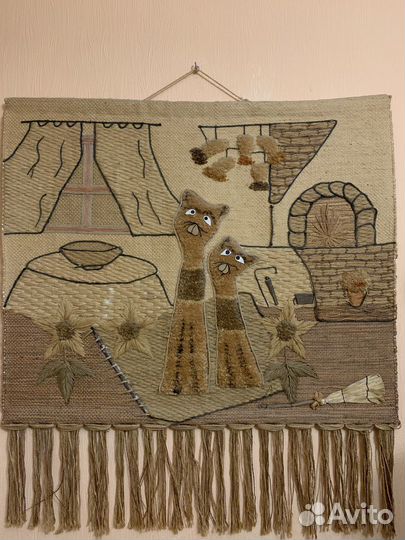 Джутовый коврик настенный