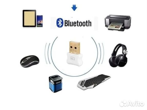 Адаптер USB Bluetooth 5.0 dongle-белый