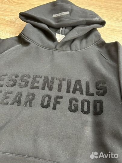 Худи Fear of god Essentials черное и серое