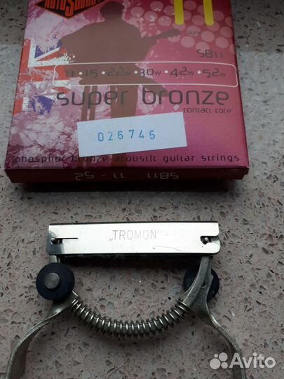 Каподастр для гитары Tromon ГДР.Струны для гитары