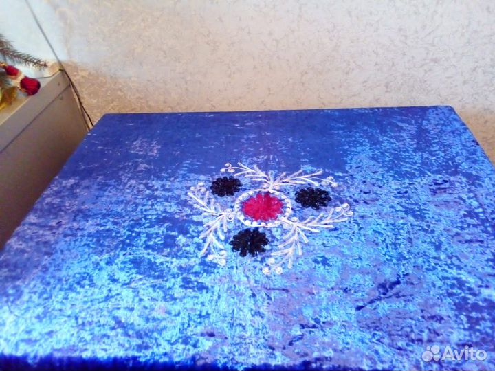 СССР. Плюшевая скатерть синего цвета