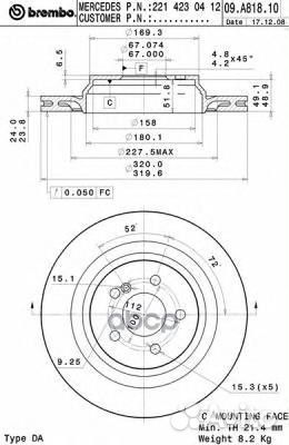 Диск тормозной UV Coated зад 09A81811 Brembo