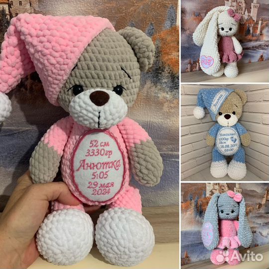 Вязаные игрушки с метрикой