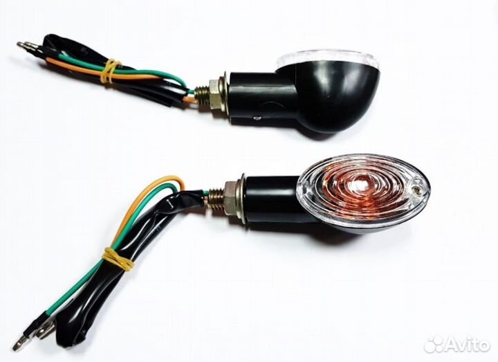 Поворотники мини (пара) овальные черные прозрачные