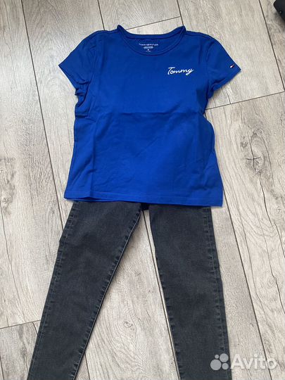 Футболка tommy, джинсы zara 134