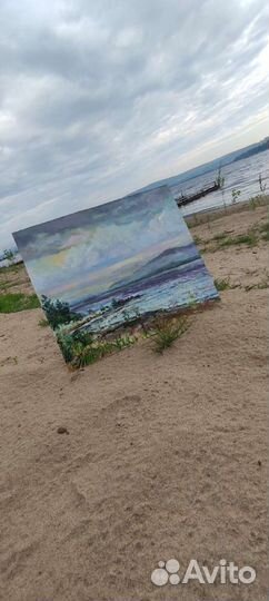 Картина маслом этюд на волге