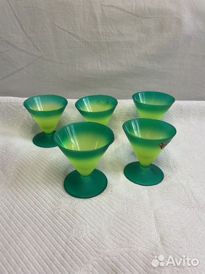 Фужеры бокалы зеленые Гусь Хрустальный