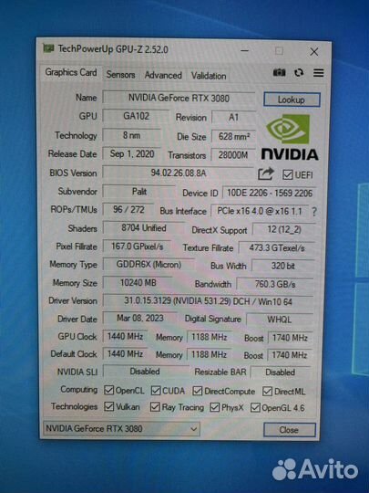 Видеокарта palit geforce rtx 3080 OC 10gb
