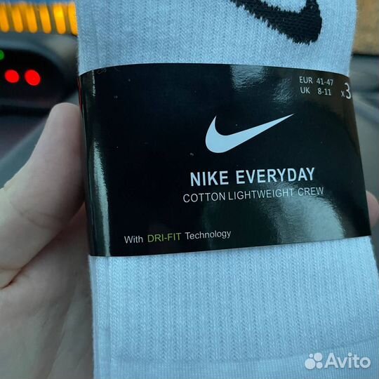Носки nike dri fit белые 3 пары