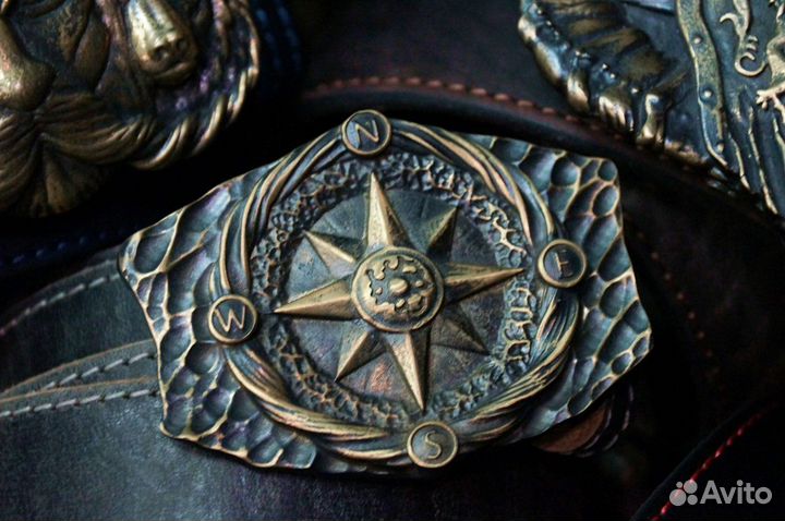 Ремень мужской с пряжкой Роза ветров