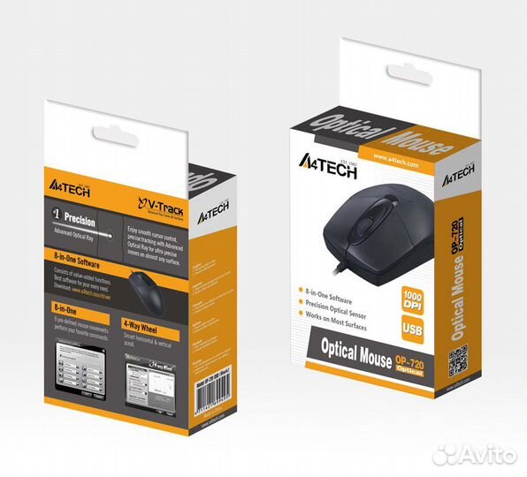 Мышь A4Tech OP-720 черный оптическая 1200dpi USB 3but (OP-720 USB (black)