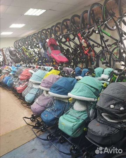 Санки коляска с 4 выдвижными колесами новые