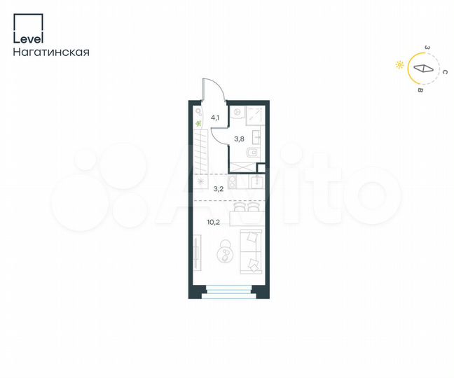 Квартира-студия, 21,3 м², 2/26 эт.