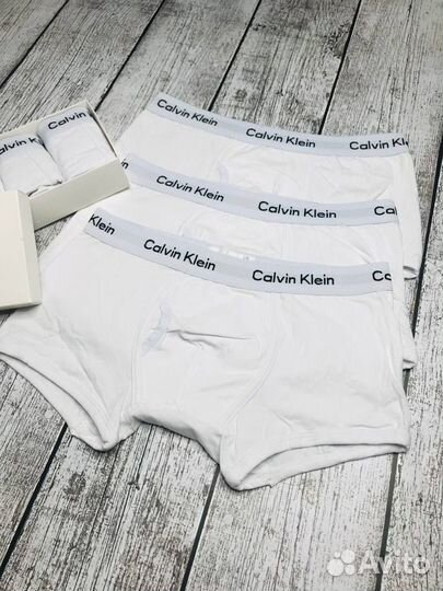 Трусы белые мужские хлопок Calvin klein