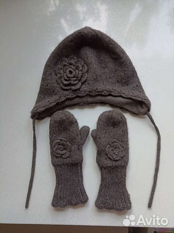 Шапка и варежки 1-2 года демисезон