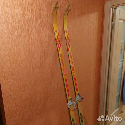 Лыжи с ботинками деревянные 190см, размер 40