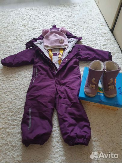 Комбинезон зима, валенки и шапка+снуд