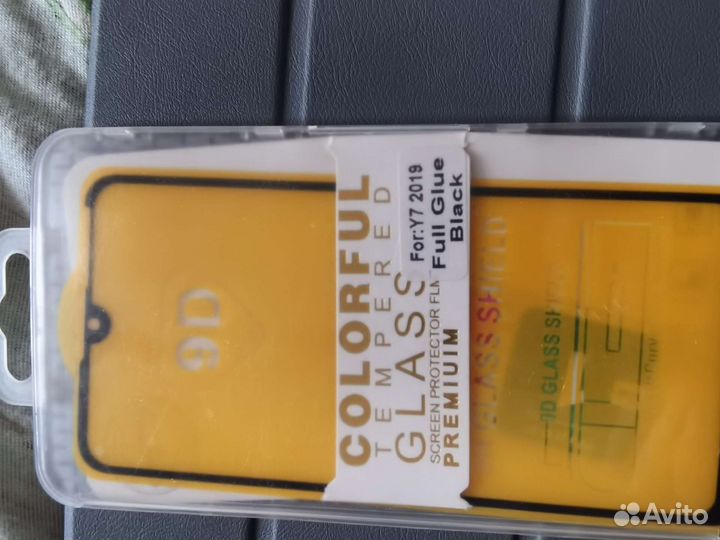 Защитное стекло на дисплей Huawei Y7 2019 черное