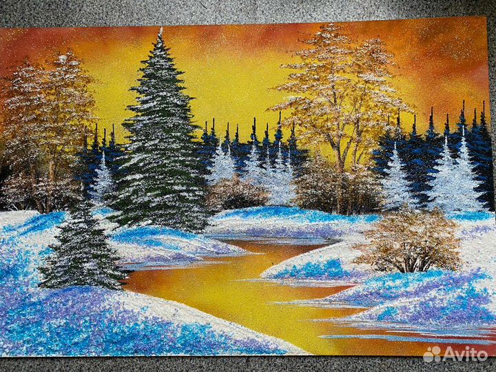 Картина инкрустированная камнями, ручная работа