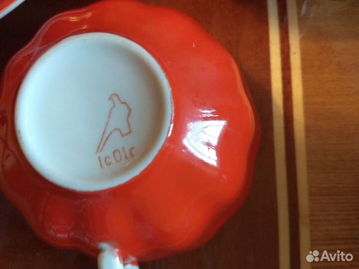 Чайный сервиз красный Дулево редкий