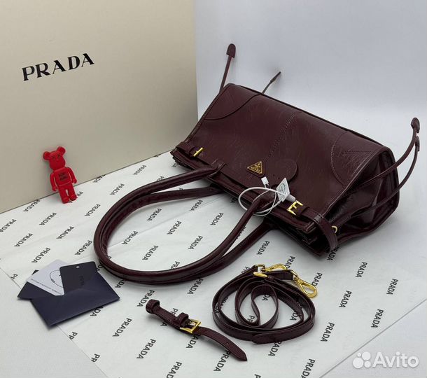 Сумка женская натуральная кожа prada 3 цвета