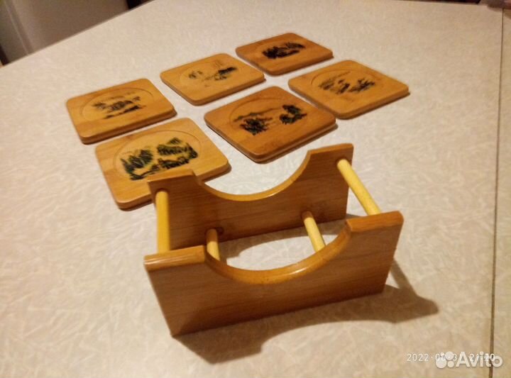 Набор подставок из бамбука под стаканы