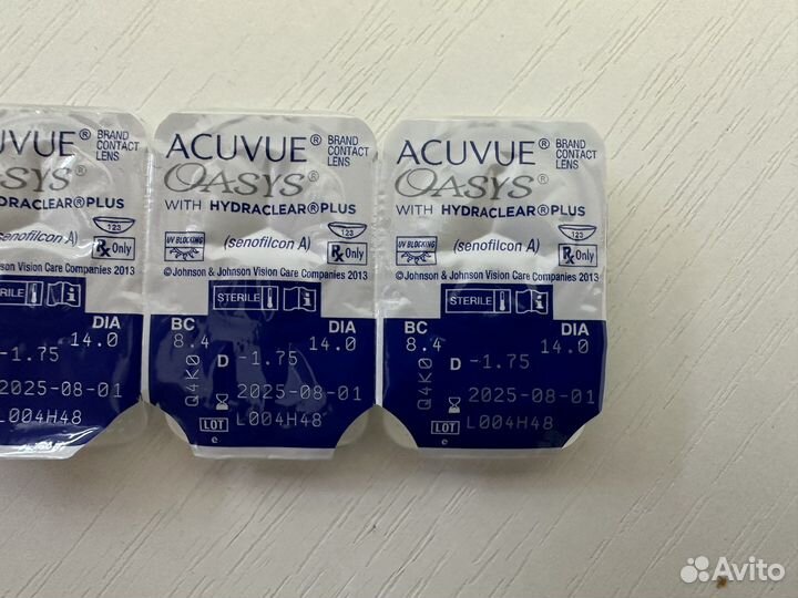 Линзы контактные acuvue oasys -1,75