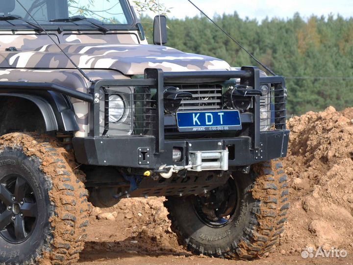 Передний силовой бампер с кенгурином алюминиевый