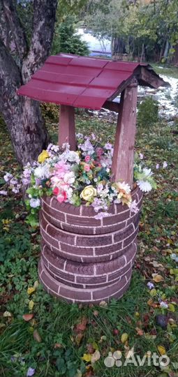 Подставка декор для цветов колодец для сада