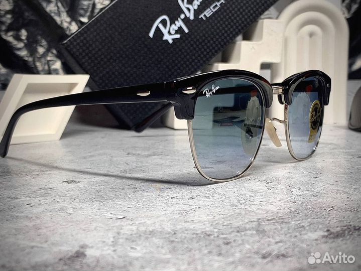 Очки Ray Ban Клабмастер серебристые