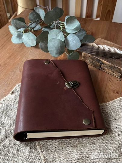 Блокнот на кольцах натуральная кожа