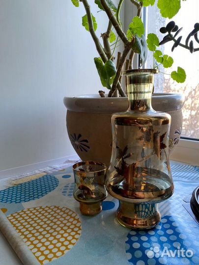 Штоф-графин с рюмками. Позолота. СССР