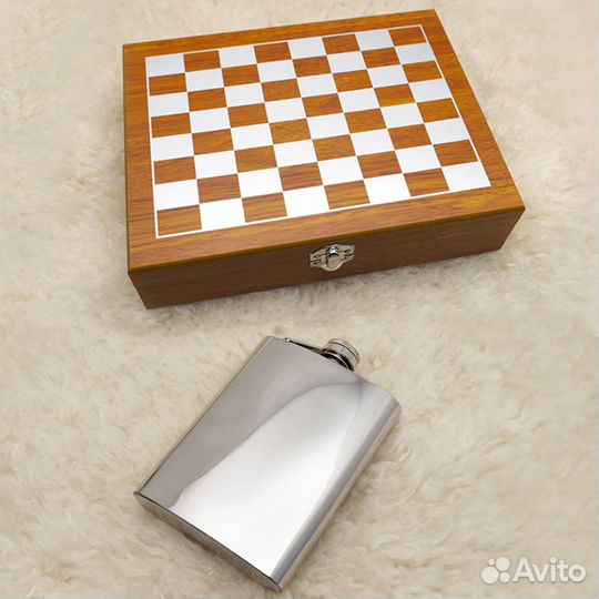 Набор подарочный Фляжка с Шахматами FL8-11N4 (сере