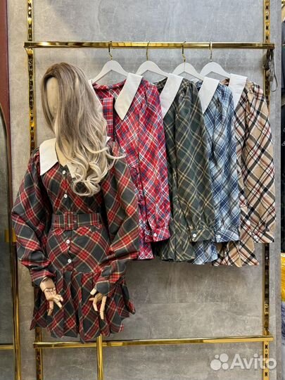 Платья в клетку,5 цветов