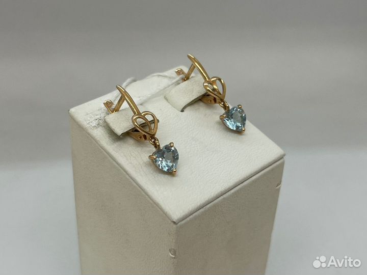 Серьги золотые с камнем 585*(Ленина 23)
